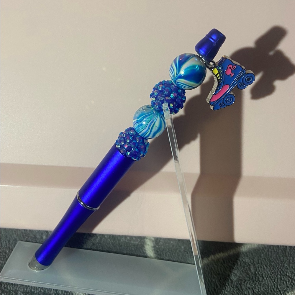 Beaded Pen with Barbie Roller Skate Charm